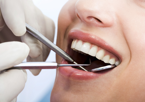 Examining mouth